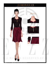 時尚黑色女職業裝長袖襯衫設計圖305