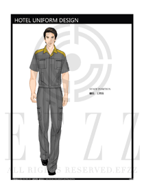 經典黃色工程服短袖夏裝款式設計圖176