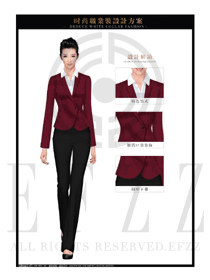 玫紅色珠寶營(yíng)業(yè)員職業(yè)裝服務(wù)員制服設(shè)計(jì)圖1435