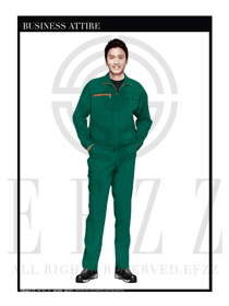 時尚綠色春秋款工程服服裝款式圖1001