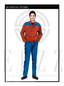 時(shí)尚橙色春秋款工程服服裝款式圖1003