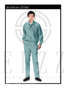 時尚淺藍色春秋款工程服服裝款式圖1005