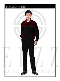 時尚暗紅色春秋男款工程服服裝款式圖1007