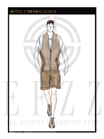 卡其色男款SPA會所服務(wù)生制服設(shè)計圖596