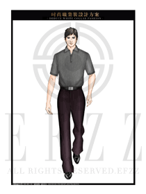 灰色男裝翻領(lǐng)T恤服裝款式圖076