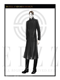 大師手繪黑色男裝大衣制服設(shè)計(jì)圖101