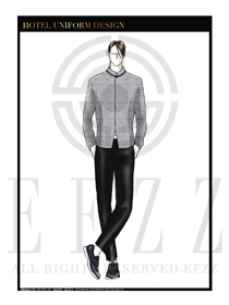 時(shí)尚灰色大堂總臺(tái)收銀接待員工服裝款式圖372