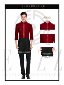 時尚玫紅色男款快餐服務生服裝款式圖207