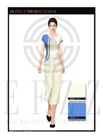 藍色女款按摩技師美容師工作制服款式設計圖1323