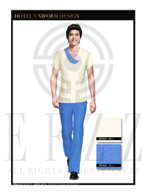 藍色男款按摩技師美容師工作制服款式設計圖1327