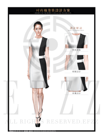 OL時尚白色女職業(yè)裝夏裝制服設計圖665