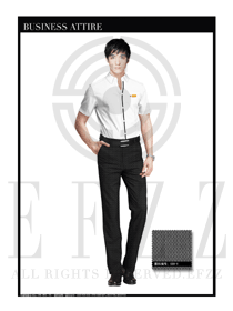 時(shí)尚白色男裝短袖襯衫服裝款式圖044