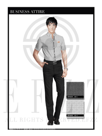 淺灰色男裝短袖襯衫制服設計圖045