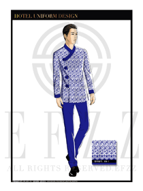 時尚藍色男款水療SPA服務員服裝款式圖194