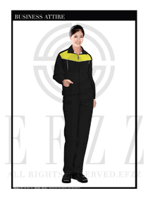 黃色春秋女款工程服服裝設計圖1010