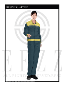 墨綠色春秋女款工程服服裝設計圖1014