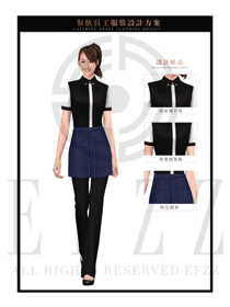 墨綠色女款快餐服務(wù)生制服設(shè)計(jì)圖230