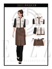 灰色女款快餐服務生制服設計圖234