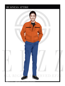 時尚桔黃色春秋男款工程服服裝款式圖1017