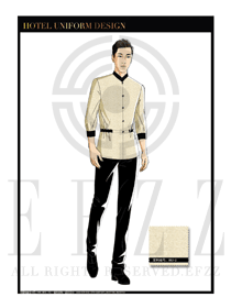 米白色男款水療SPA服務員制服設計圖201