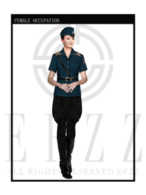 墨綠色女款保安服短袖服裝款式圖312