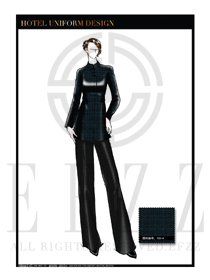 時尚墨綠色女款酒店民族特色服裝款式設計圖168