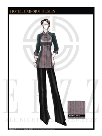 黃藍色女款酒店民族特色制服設(shè)計圖169