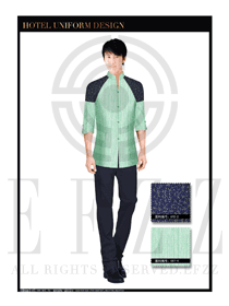 粉綠色男款酒店客房服務員制服設計圖551