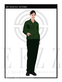 時尚墨綠色春秋女款工程服服裝款式圖1033