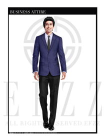 時尚藍色男職業裝西服制服設計圖388