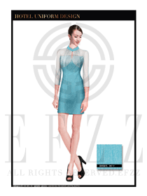 藍色女款按摩技師款式設計圖1345