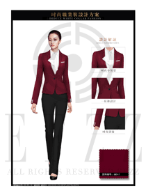 棗紅色女款職業套裝服裝款式圖1357