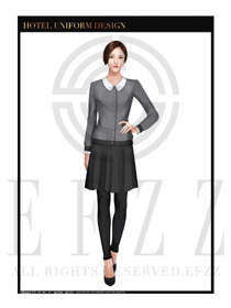 時尚灰色女款酒店客房服務員制服設計圖562