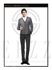 時(shí)尚灰色男款酒店客房服務(wù)員制服設(shè)計(jì)圖564