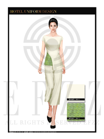 時尚卡其色女款按摩技師制服設計圖1352