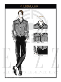 灰色男款酒店門童行李生服裝款式圖1224