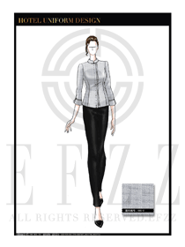 淺灰色女款酒店客房服務員制服設計圖577