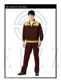 時尚咖啡色男款長袖工程服款式設計圖1053