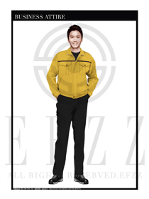 時尚橘黃色男款長袖工程制服款式設計圖1055