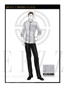 淺灰色男款酒店客房服務員服裝設計圖579