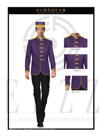 紫色男款歐式宮廷風酒店門童行李生服裝款式圖1234