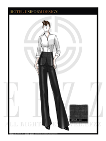 大師手繪時(shí)尚女款高級(jí)西餐廳咨客服裝款式設(shè)計(jì)圖542