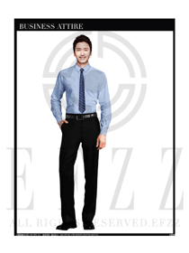 時尚深藍色男款職業(yè)裝長袖襯衫款式設(shè)計圖260