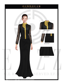 黃色女款音樂主題西餐廳咨客制服設計圖553