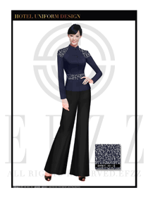 藏藍(lán)色女款中餐廳服務(wù)員服裝款式圖1739