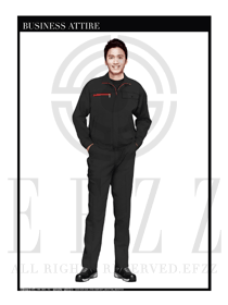 時尚深灰色男款長袖工程制服設計圖1081