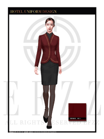 棗紅色修身款大堂經(jīng)理制服設(shè)計(jì)圖994