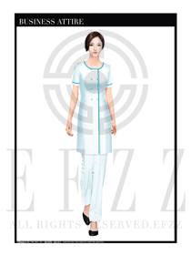 時尚圓領長裙款按摩技師制服設計圖1375