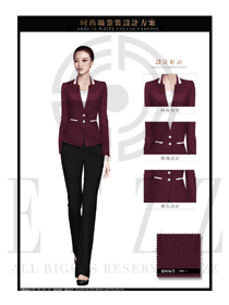 時(shí)尚棗紅色女秋冬職業(yè)裝制服設(shè)計(jì)圖1390