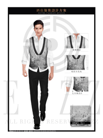 灰色水墨畫男款西餐廳服務員制服設計圖1251